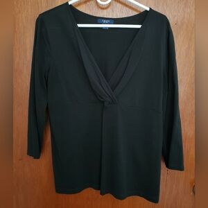 Chaps | Women's L | Black ¾ Long Sleeve V-Neck Blouse